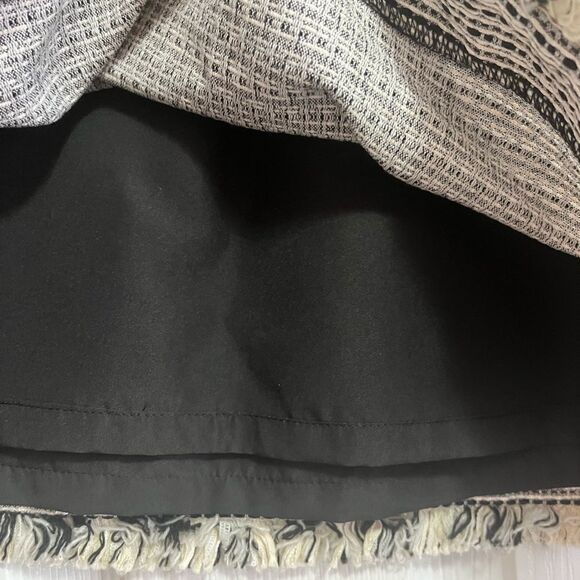 Loft Black/White Tweed Fringe Bottom Mini Skirt - Picture 2 of 9